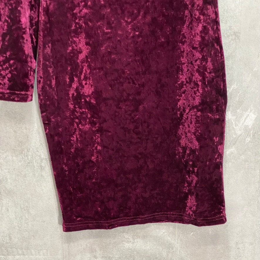 AX PARIS Plum Crushed Velvet Boat Neck One Sleeve Mini Dress SZ 6