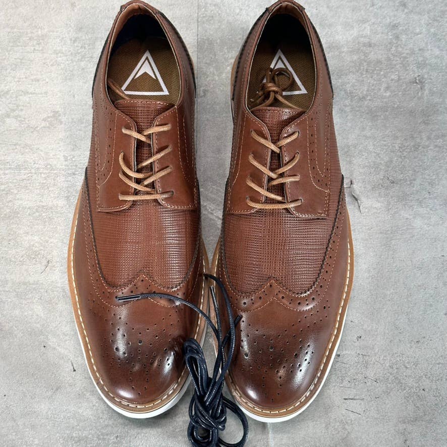 VANCE CO. Men's Brown Faux-Leather Warrick Memory Foam Wingtip Oxfords SZ 11