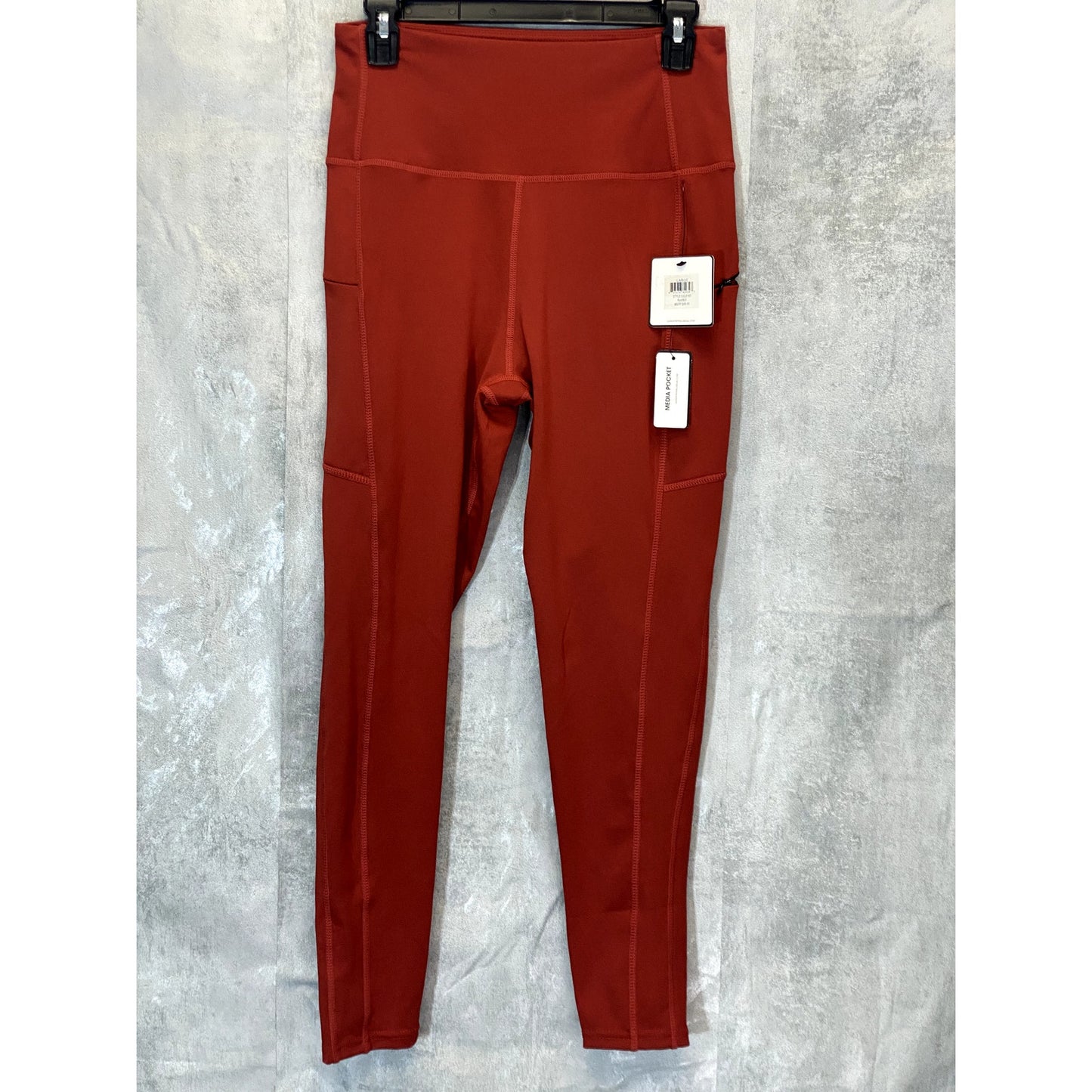 LAUNDRY By Shelli Segal Women's Solid Rust Zipper Media Pocket High-Rise Leggings SZ L