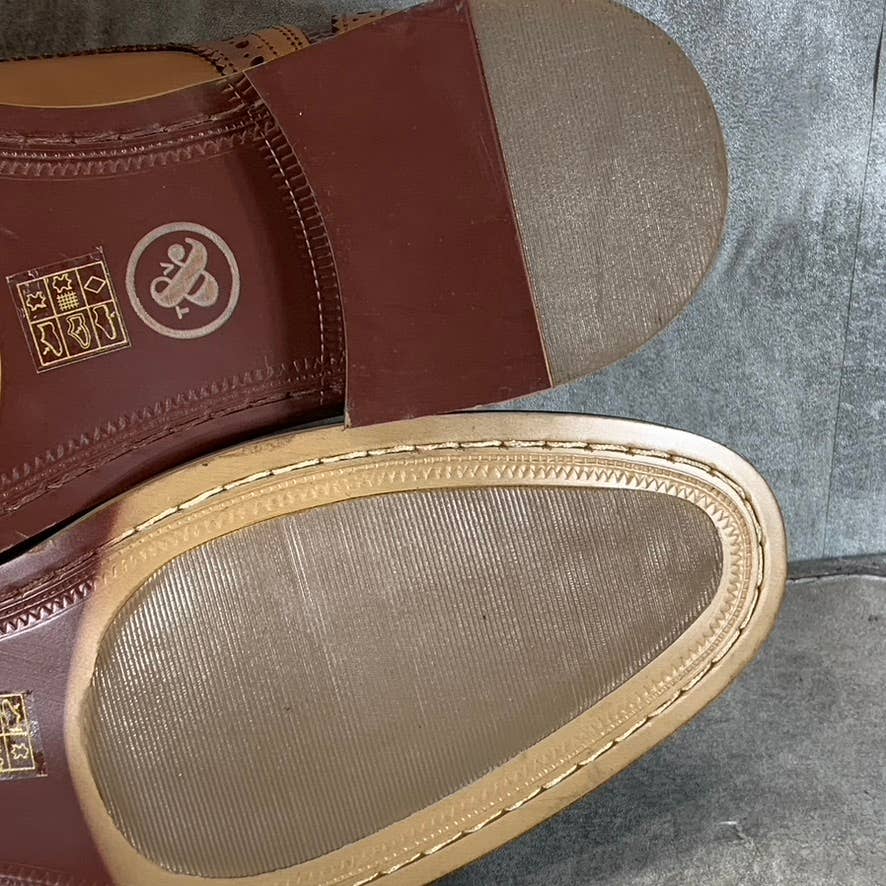 THOMAS & VINE Men's Cognac Clayton Plain-Toe Brogue Derby Shoes SZ 12