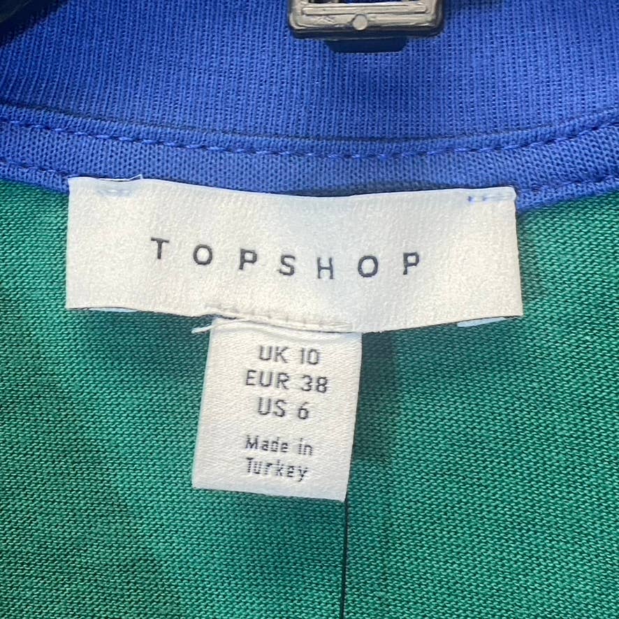 TOPSHOP Women's Green-Navy Nevada Baseball Graphic Crewneck Crop Top SZ 6