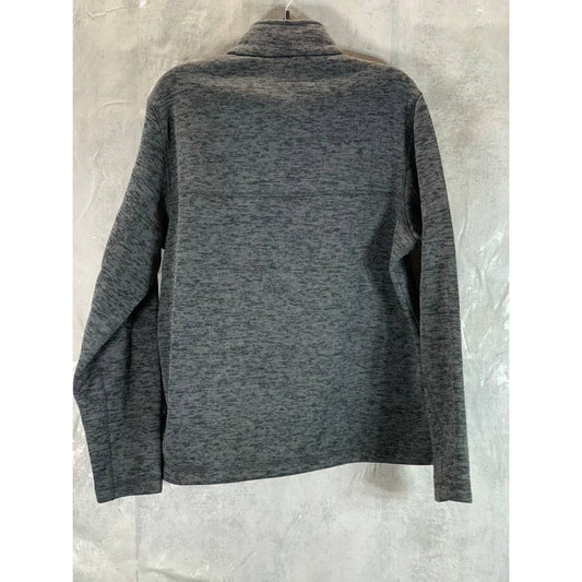 LANDS' END Men's Charcoal Heather Quarter-Zip Fleece Pullover Sweater SZ L