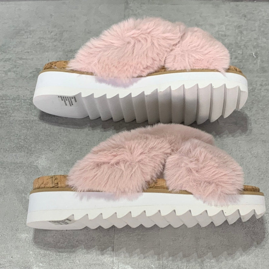 STEVEN NEW YORK Blush Cado Faux Fur Slide Sandals SZ 8.5