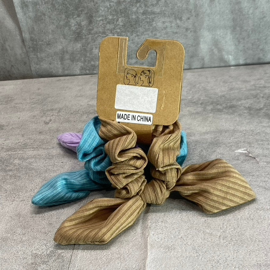 BERRY Women's Assorted Knot Detail Ribbed 3-Piece Hari Scrunchies SZ OS