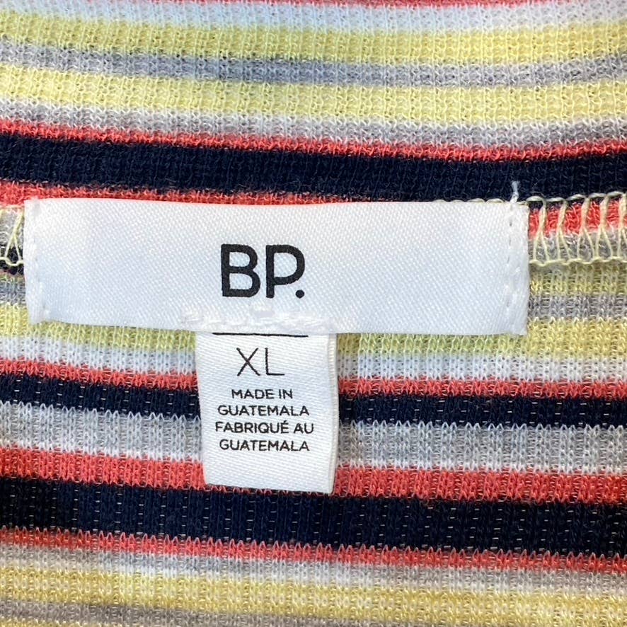 BP. Women's Yellow Multi Stripe Ribbed Mock Neck Long Sleeve Crop Top SZ XL