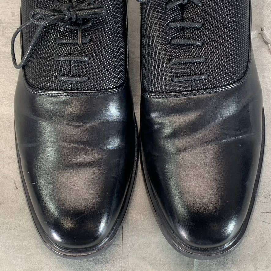 VANCE CO. Men's Black Faux Leather Vincent Plain Toe Lace-Up Oxfords SZ 10
