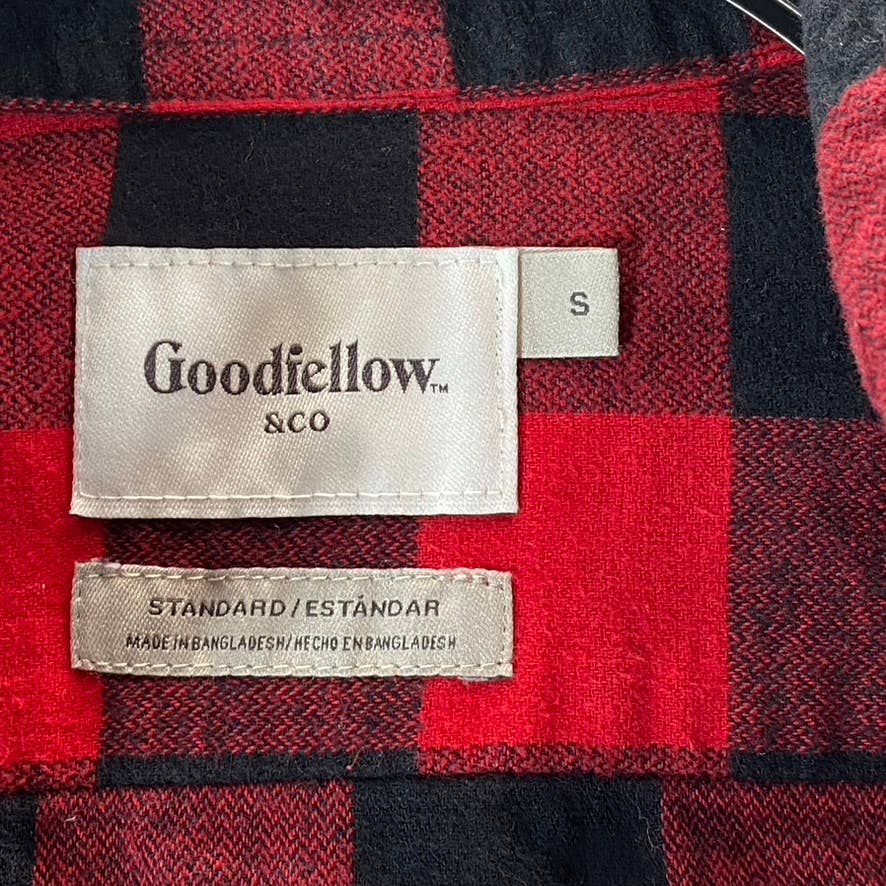 GOODFELLOW & CO Men's Red Midweight Flannel Long-Sleeve Button-Down Shirt SZ S