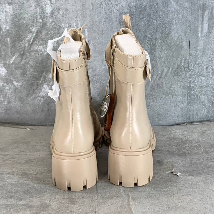 MIA Women's Beige Burnis Thassie Lug-Sole Lace-Up Side-Zip Combat Boots SZ 7