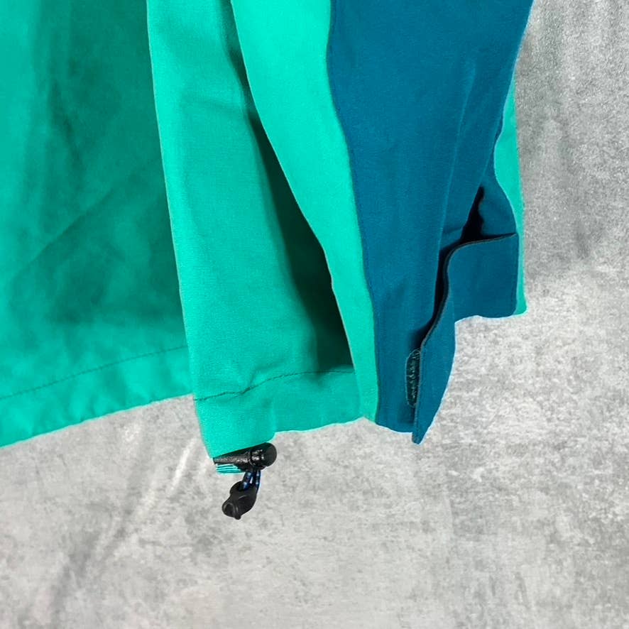LANDS' END Men's Aqua Green Colorblocked Zip-Up Hooded Waterproof Jacket SZ M
