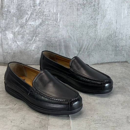 DOCKERS Men's Black Leather Catalina Slip-On Moc-Toe Loafers SZ 8