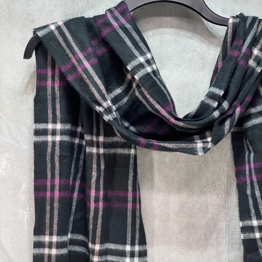 STEVE MADDEN Black Mid Weight Cozy Plaid Muffler Scarf