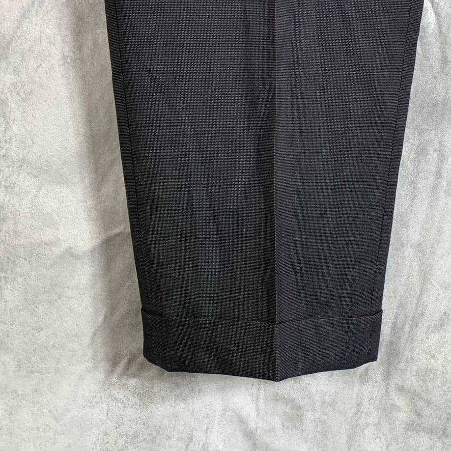 HICKEY FREEMAN Men's Grey Mini Gingham Flat Front Dress Pants SZ N/A
