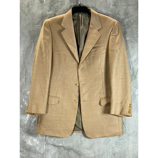 ERMENEGILDO ZEGNA Men's Tan Camel Silk Three-Button Blazer SZ 40R