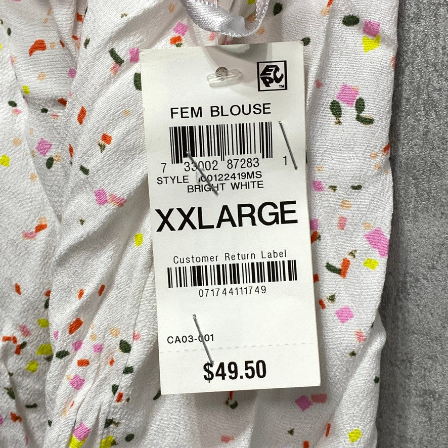 STYLE & CO White Confetti-Print Split-Neck Tassel Tank Top SZ 2XL
