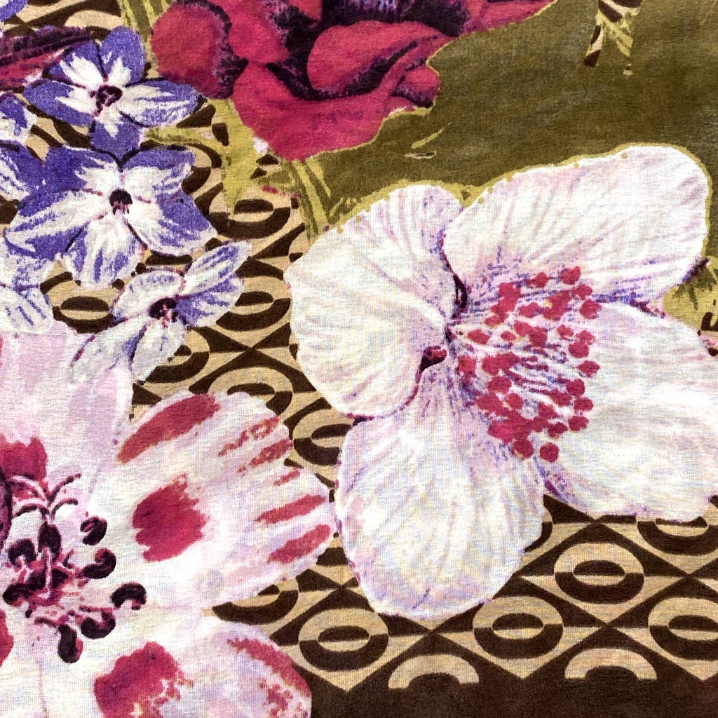 GIANI BERNINI Women's Brown Floral-Print Square Loop Scarf SZ OS