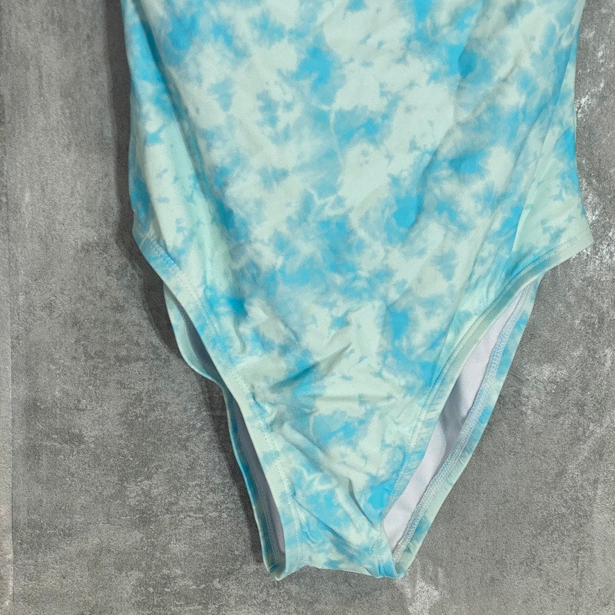 VICIOUS YOUNG BABES Light Blue Tie-Dye Front Cutout Tie-Dye One-Piece Swimsuit SZ S