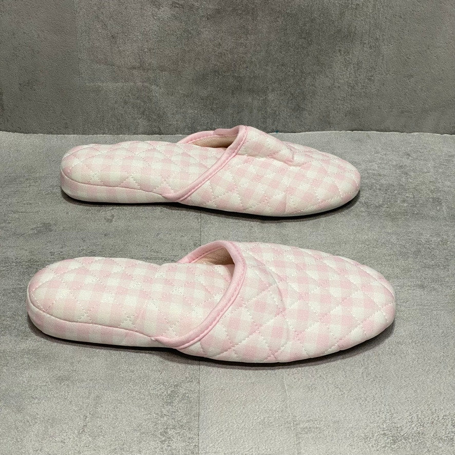 CHARTER CLUB Pink Quilted Gingham Clog Slippers SZ S (5-6)