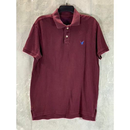AMERICAN EAGLE OUTFITTERS Men's Burgundy Athletic Fit Short Sleeve Polo SZ M