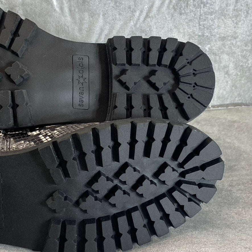 SEVEN DAILS Women's Gray South Ends Studded Round-Toe Slip-On Lug Sole Boots SZ 8.5