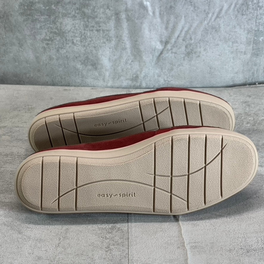 EASY SPIRIT Women's Wide Width Dark Red Leather Bounce Slip-On Flats SZ 8W
