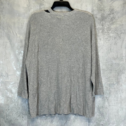 HALOGEN Women's Plus Size Grey Heather Cutout Detail Crewneck Pullover SZ 1X