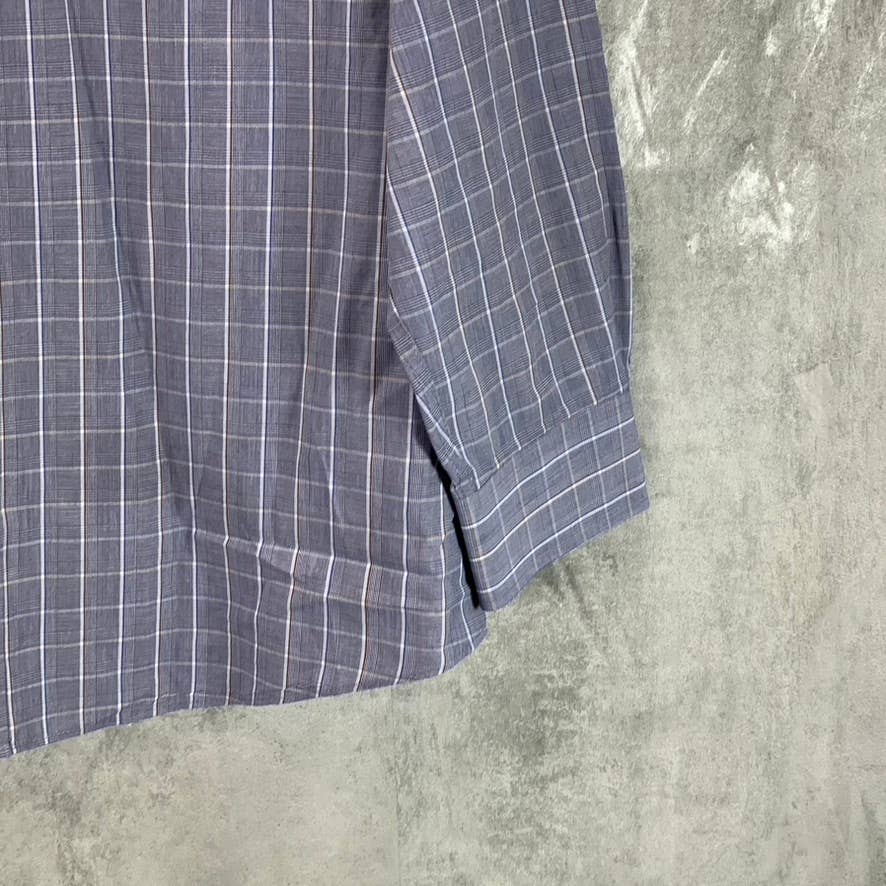 MICHAEL KORS Men's Blue Plaid Regular-Fit Long-Sleeve Button-Up Dress Shirt SZ L