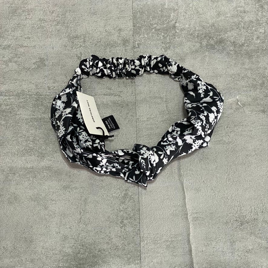 SOMETHING NAVY Black/White Floral Twist Turban Headband SZ OS