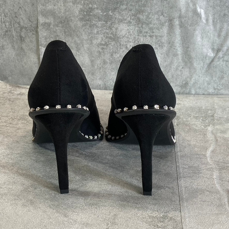 BAR III Women's Black Micro Binsa Ball-Chain Trim Pointed-Toe Pumps SZ 7