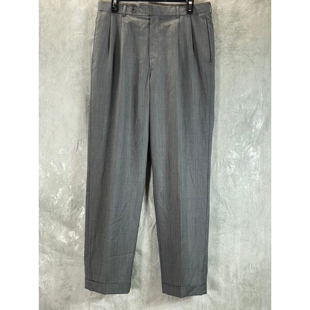 BROOKS BROTHERS Men's 1818 Gray Plaid Pleated Pants SZ 33