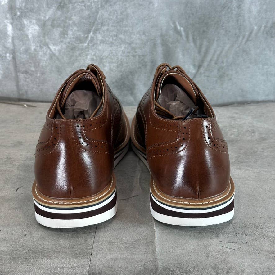 VANCE CO. Men's Brown Faux-Leather Warrick Memory Foam Wingtip Oxfords SZ 11