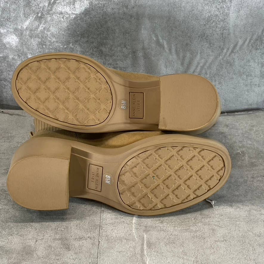 ANNE KLEIN iFlex Women's Dark Natural Faria Round-Toe Block-Heel Boots SZ 8.5