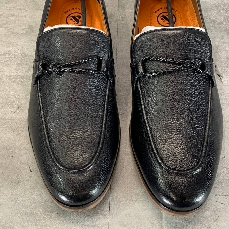 THOMAS & VINE Men's Black Leather Clayton Lace-Up Derby Shoes SZ 12