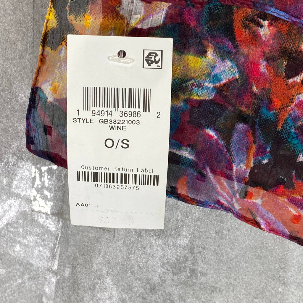 GIANI BERNINI Women's Wine Watercolor Floral Printed Wrap SZ OS