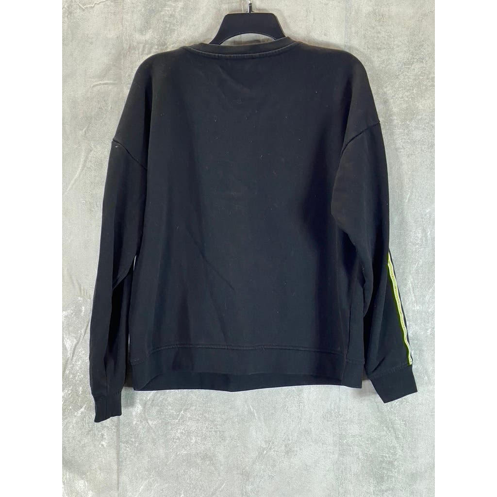A|X ARMANI EXCHANGE Women's Black Striped Crewneck Pullover Sweatshirt SZ XL