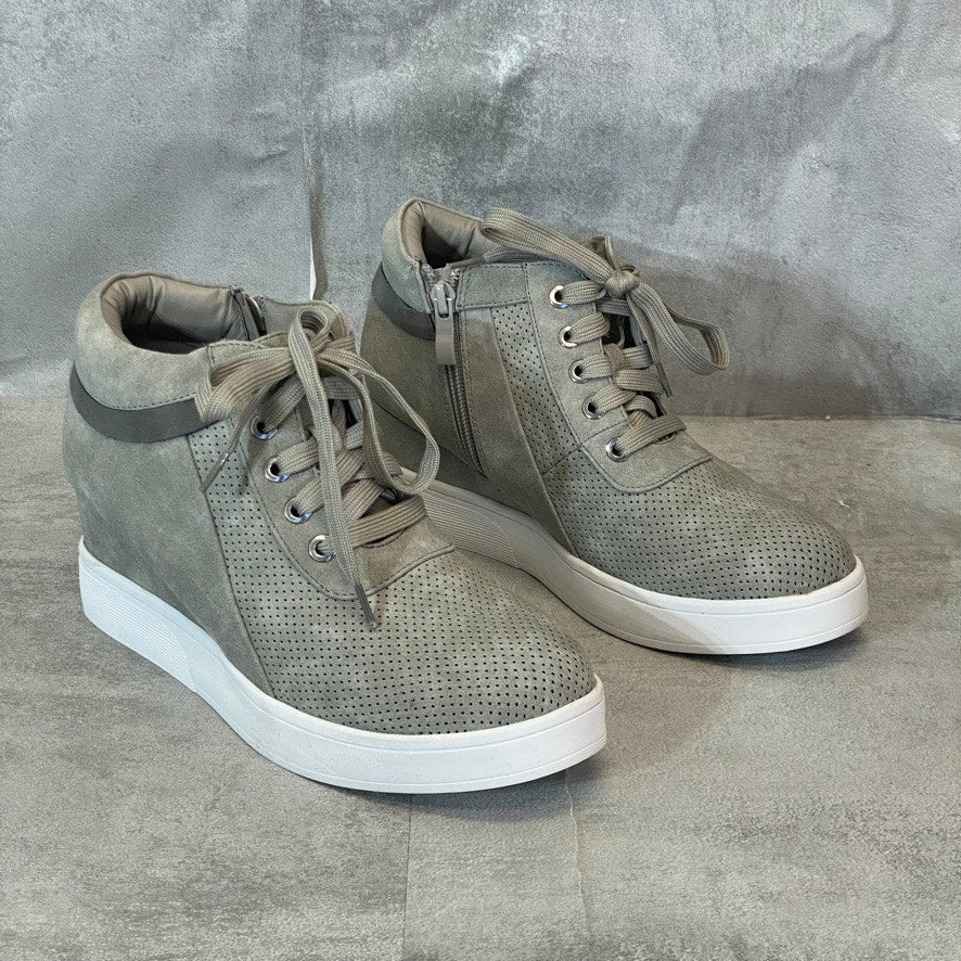 JOURNEE COLLECTION Gray Ayse Lace-Up Inner Zip Wedge Sneaker SZ 8