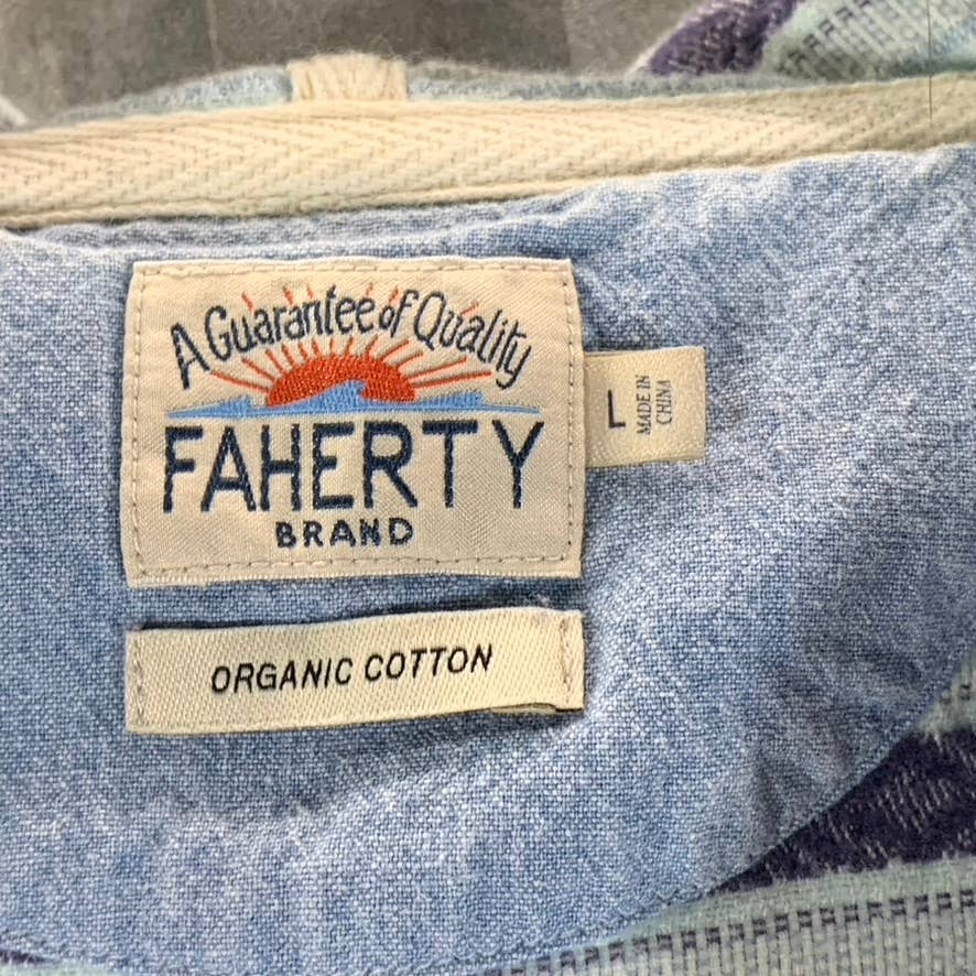 FAHERTY BRAND Men's Blue/Orange/Red Three-Button Baja Pullover Hooded Poncho SZL