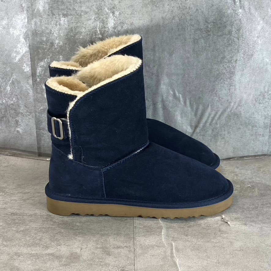 STYLE & CO Women's Navy Teenyy Cold-Weather Faux-Fur Spilt-Shaft Boots SZ 9