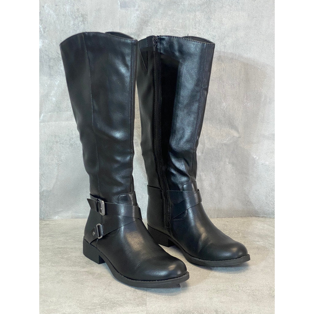 STYLE & CO Black Marliee Full Side Zip Round-Toe Tall Riding Boots SZ 7.5