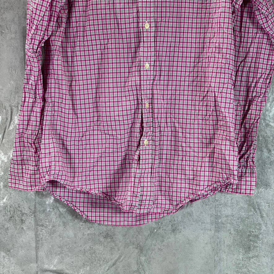 RALPH LAUREN Men's Pink Gingham Classic -Fit Button-Up Long-Sleeve Shirt SZ S