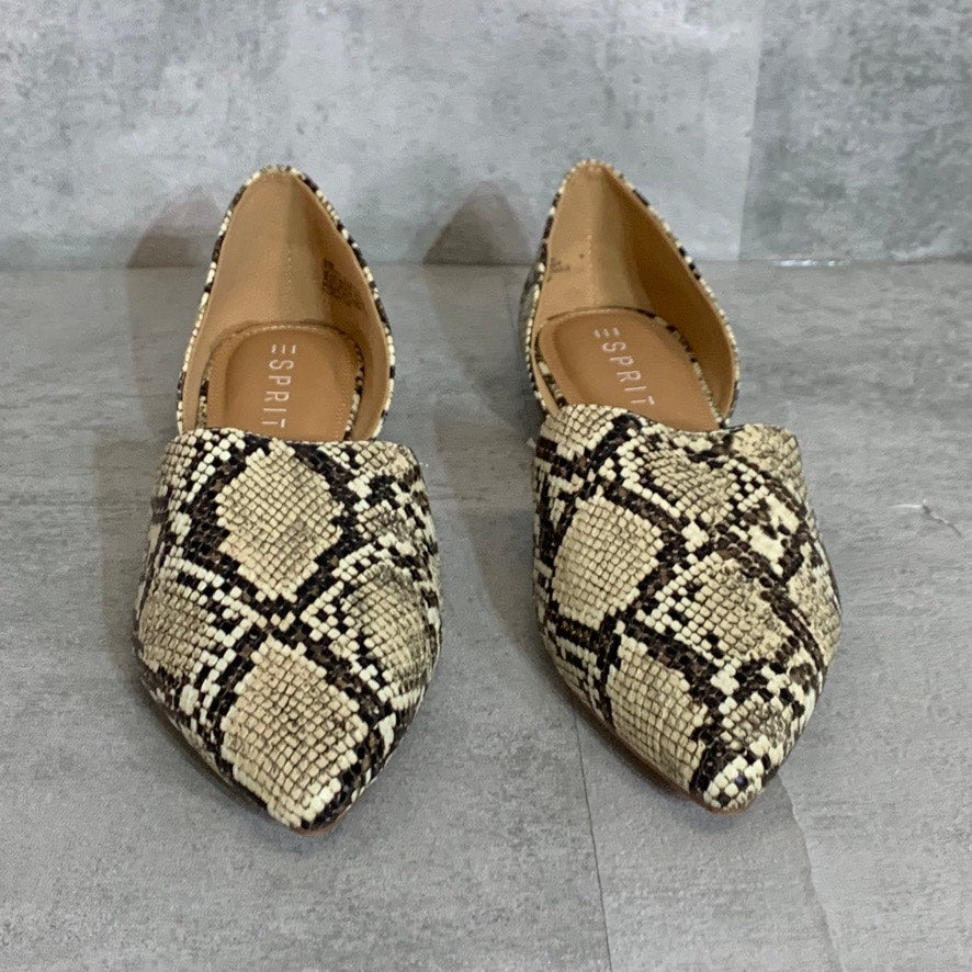 ESPRIT Natural Snake Piper Almond-Toe Slip-On Flats SZ 10