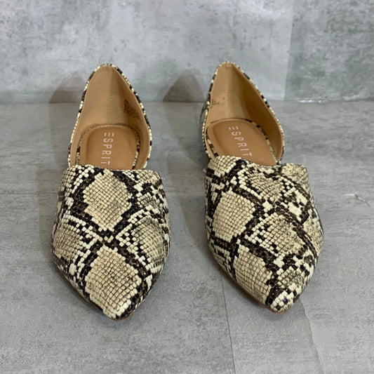 ESPRIT Natural Snake Piper Almond-Toe Slip-On Flats SZ 10