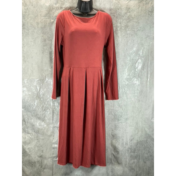 24SEVEN Comfort Apparel Woman's Brick Crewneck Long-Sleeve Pocket Dress SZ XL