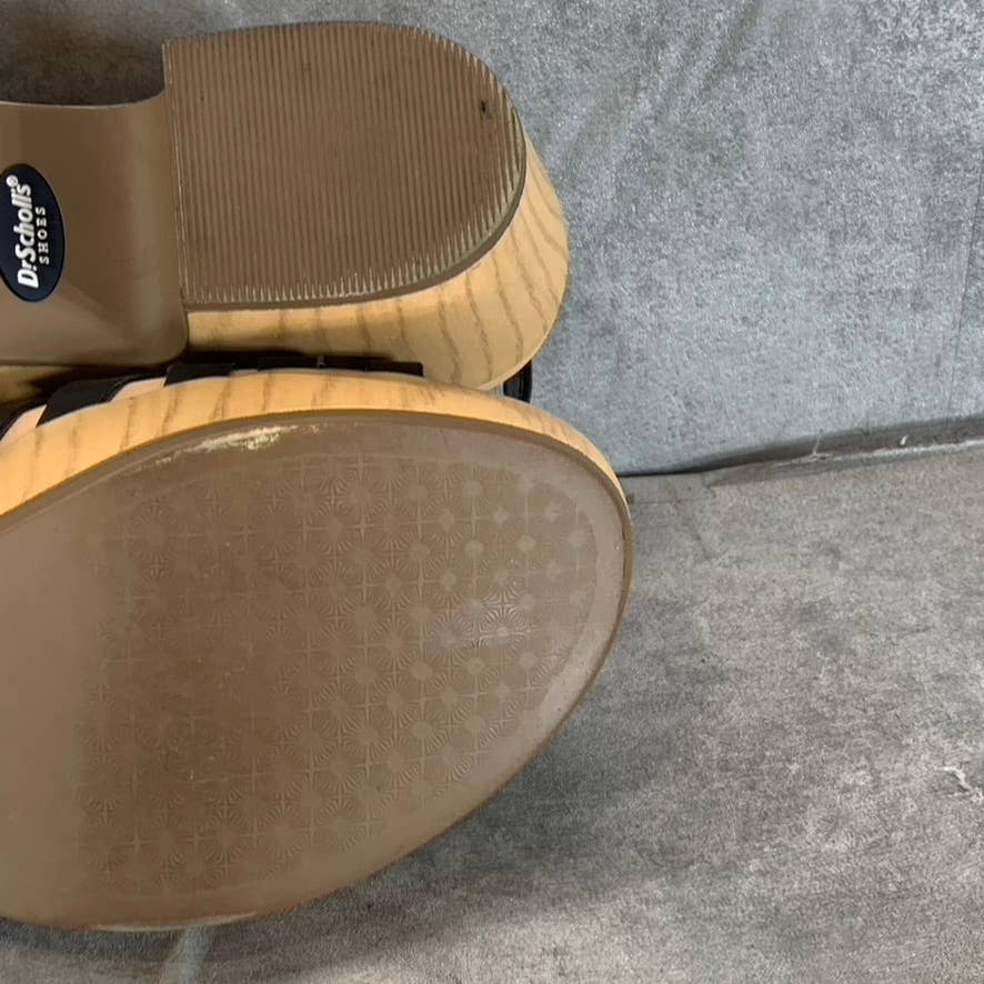 DR. SCHOLL'S Women's Black Faux-Leather First Of All Ankle-Strap Sandals SZ 8.5