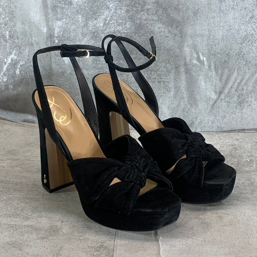 SAM EDELMAN Women's Black Kristen Knotted Ankle-Strap Platform Sandals SZ 9