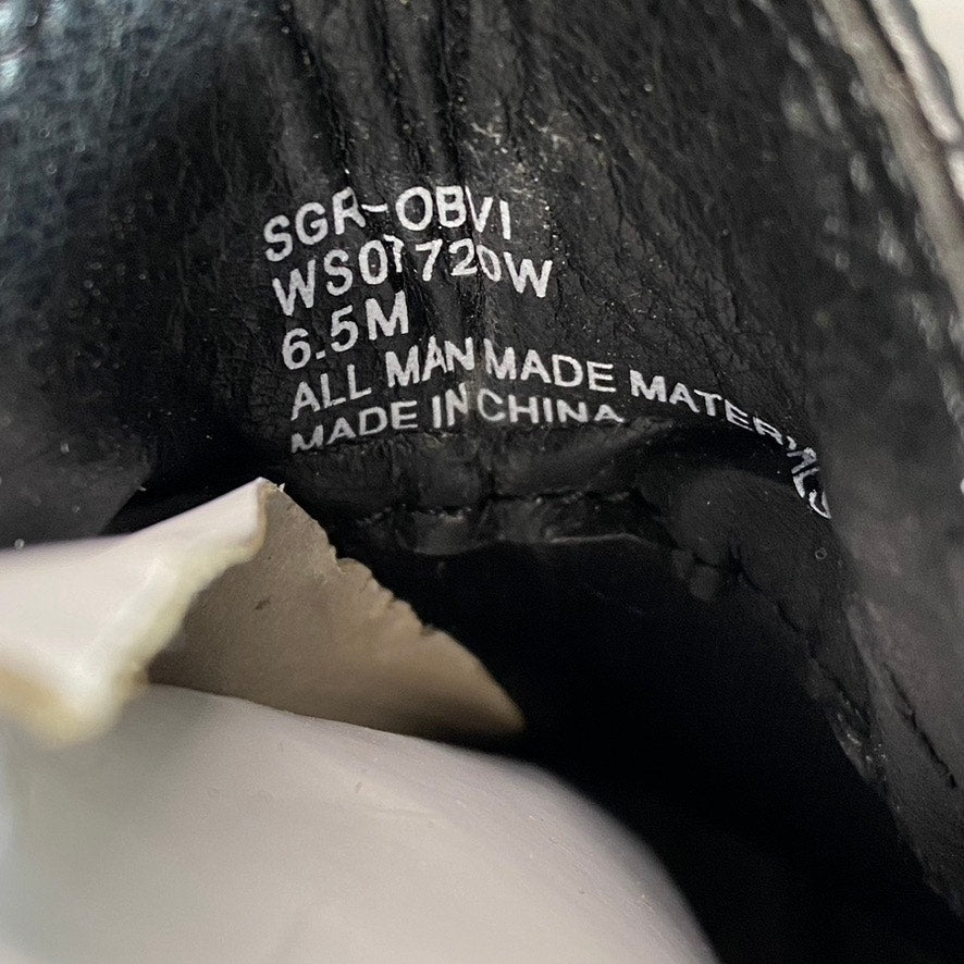 SUGAR Women's Black Croc Embossed Obvi Combat Memory Foam Block Heel Boots SZ6.5