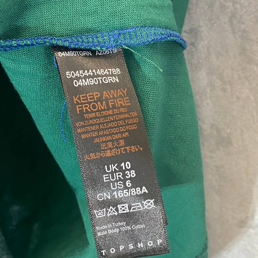 TOPSHOP Women's Green-Navy Nevada Baseball Graphic Crewneck Crop Top SZ 6