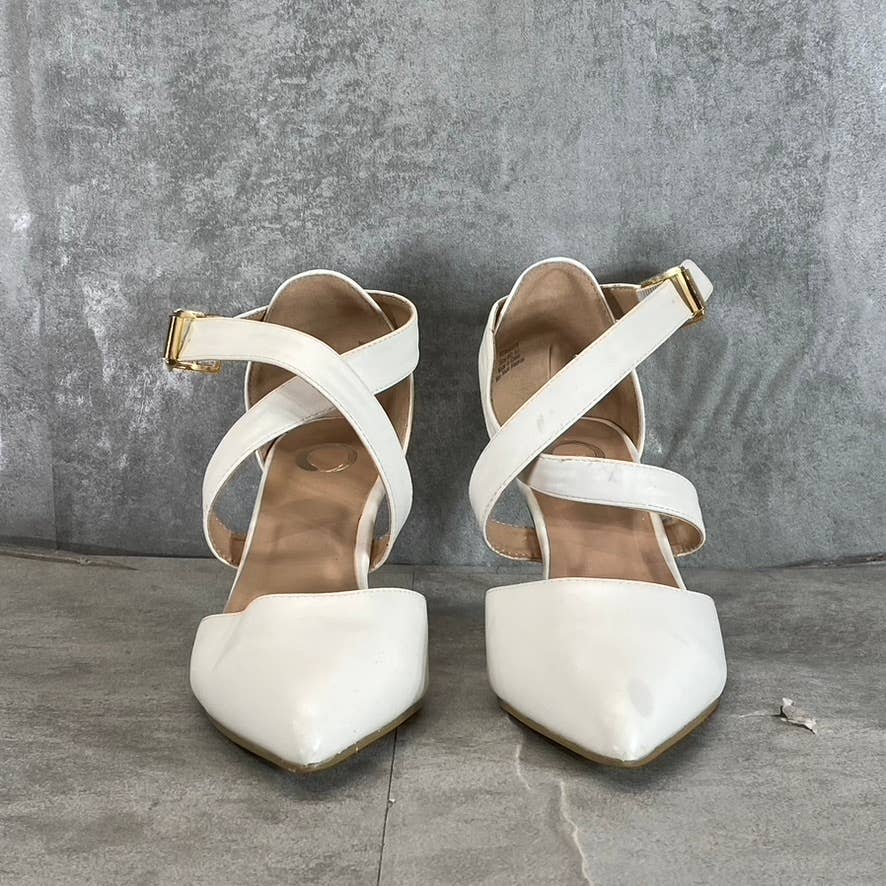 JOURNEE COLLECTION Women's White Wide Riva Pointed-Toe Pumps SZ 6.5
