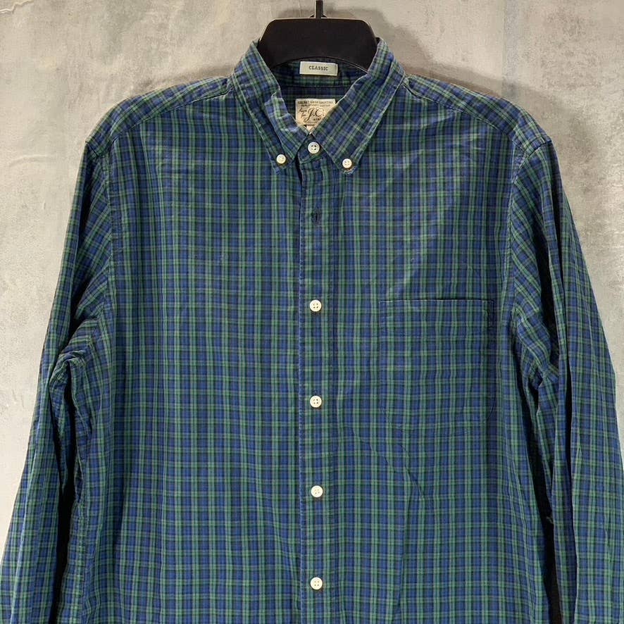 J.CREW Men's Green Secret Wash Cotton Button-Up Long-Sleeve Shirt SZ M