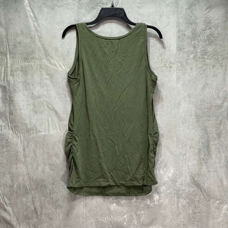 MOTHERHOOD MATERNITY Olive Ruched Sides Sleeveless Scoop Neck Tank Tops SZ L