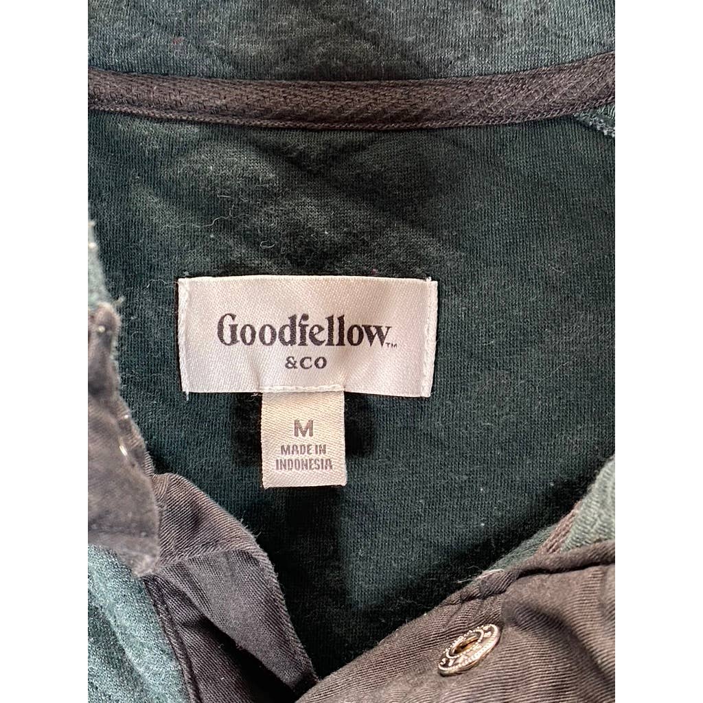 GOODFELLOW & CO Men's Green Diamond Quilted Snap Henley Pullover Sweatshirt SZ M